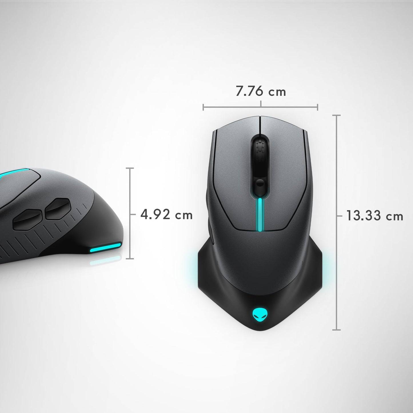Alienware Wired/Wireless Gaming Mouse AW610M - 16000 DPI Optical Sensor, 350 Hour Rechargeable Battery, 7 Buttons, 3-ZONE 16.8m AlienFX RGB Lighting, Ergonomic - Dark Side of the Moon