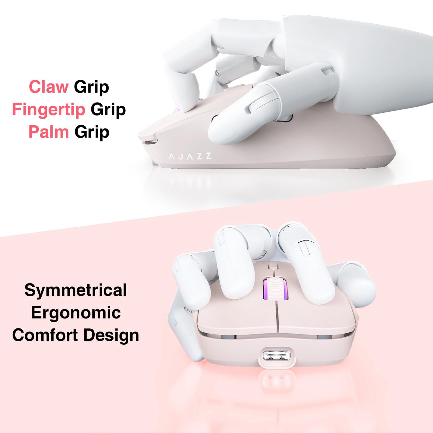 AJAZZ AJ199 Wireless Gaming Mouse,59G Ultra Lightwieght-Huanuo Micro Switch-26K PAW3395 Sensor-40Hrs Battery Life-2.4G/USB-C Mouse Gaming -Wireless Computer Mouse 6 Programmable Buttons,100% PTFE Feet