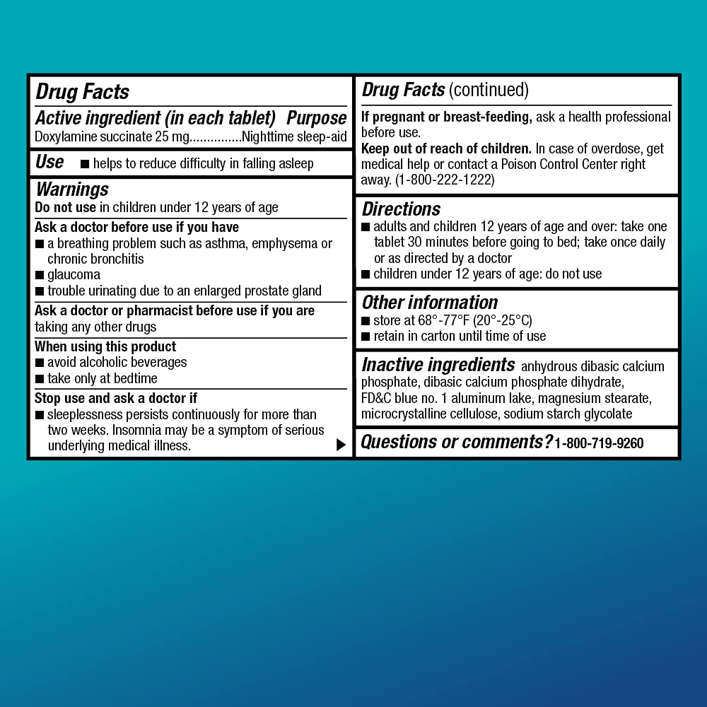 Amazon Basic Care Nighttime Sleep Aid Tablets for Adults, Doxylamine Succinate 25 mg, 96 Count