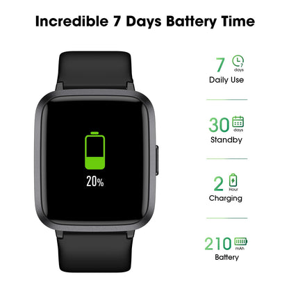 Fitness Tracker Watch with Heart Rate Monitor, Large Screen Activity Tracker with Pedometer, Sleep Monitor, Calories & Step Counter, 5ATM Waterproof Smart Watch for Women Men Fitness Watch for Sports