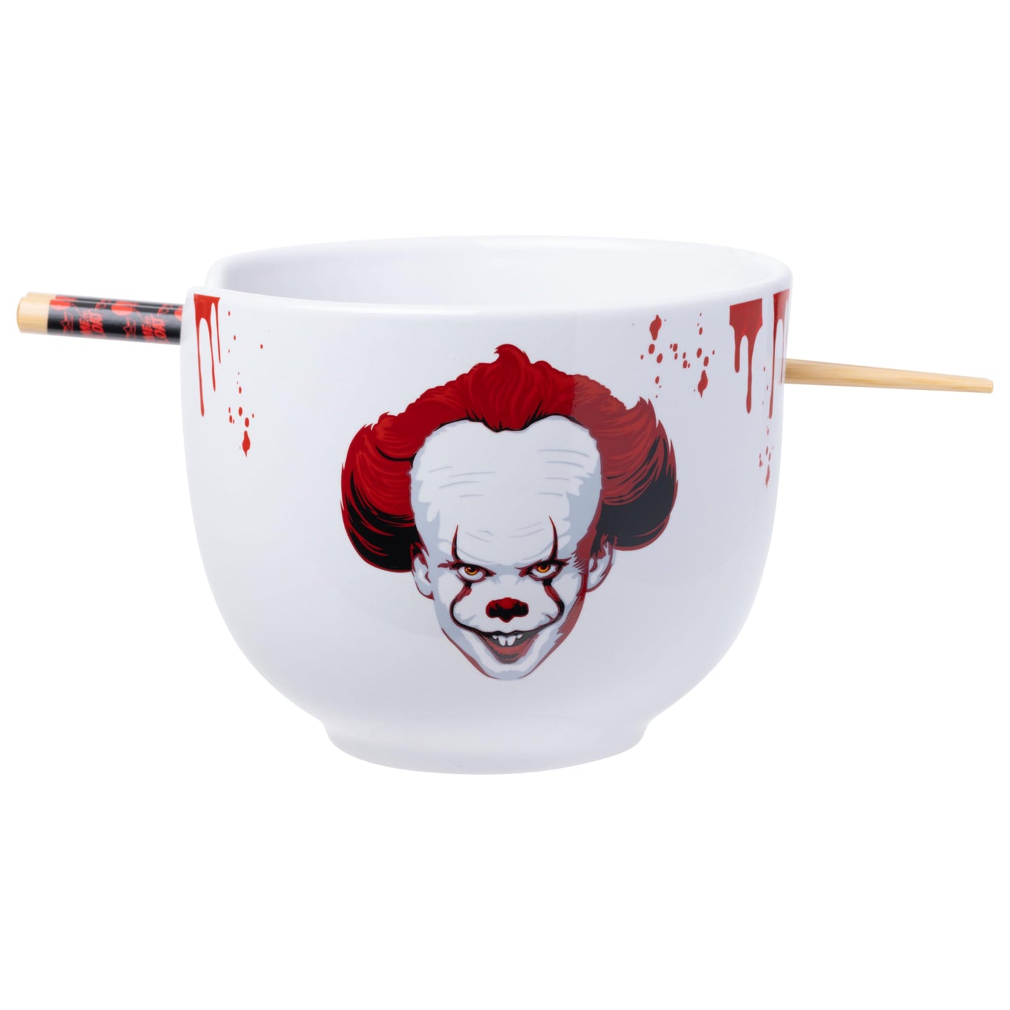 Silver Buffalo IT Pennywise the Clown Time to Float Ceramic Ramen Noodle Rice Bowl with Chopsticks, Microwave Safe, 20 Ounces