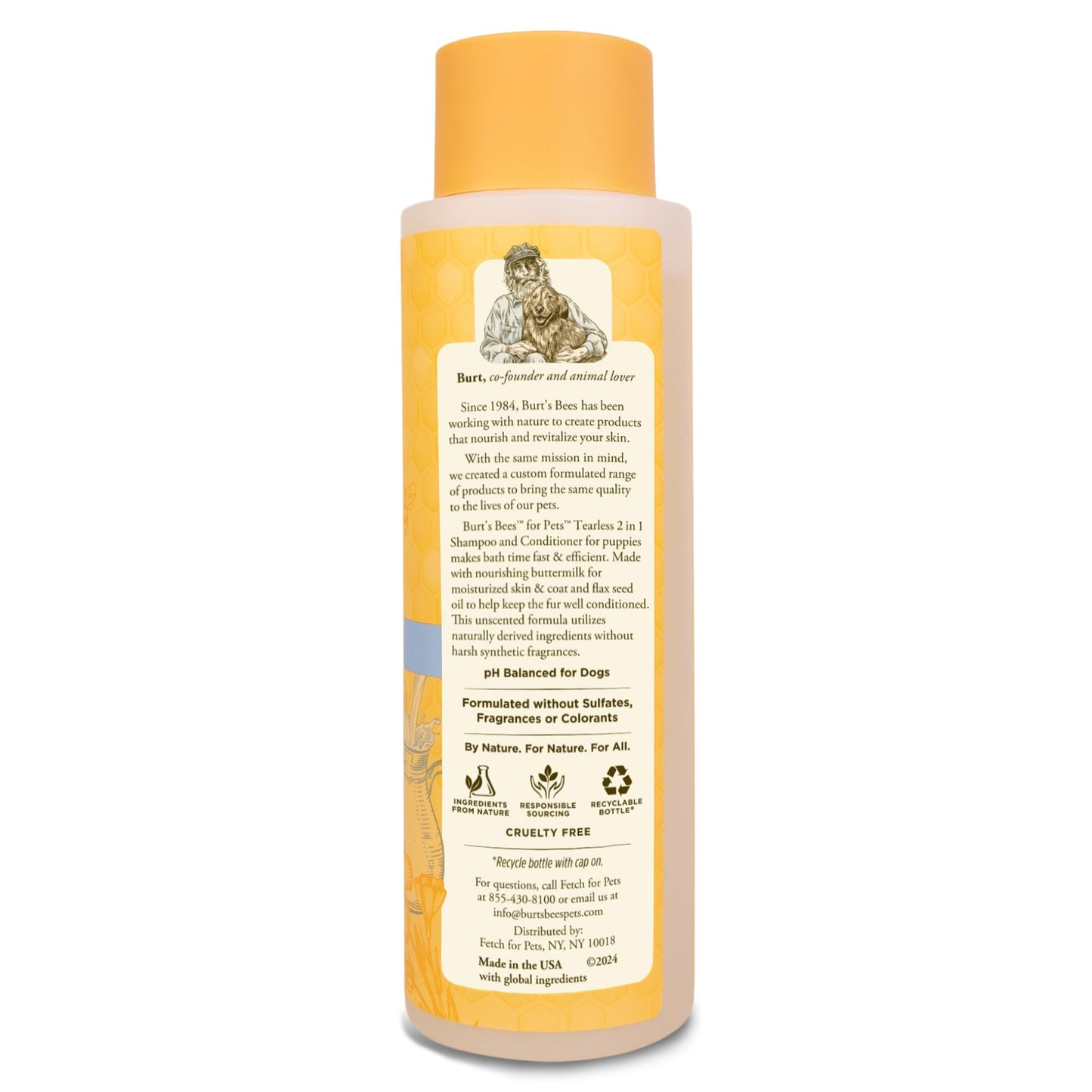 Burt's Bees for Pets Tear Free Puppy Shampoo and Conditioner - Tearless Dog Wash for Puppies, Pet Grooming Supplies, Gentle Dog Shampoo and Conditioner, Puppy Essentials for Easy Groom, 16 Fl Oz
