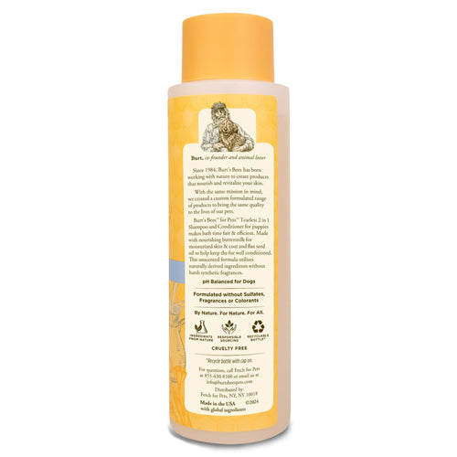 Burt's Bees for Pets Tear Free Puppy Shampoo and Conditioner - Tearless Dog Wash for Puppies, Pet Grooming Supplies, Gentle Dog Shampoo and Conditioner, Puppy Essentials for Easy Groom, 16 Fl Oz