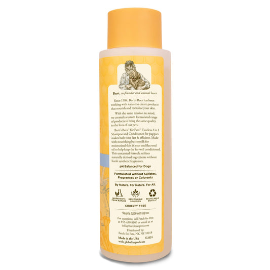 Burt's Bees for Pets Tear Free Puppy Shampoo and Conditioner - Tearless Dog Wash for Puppies, Pet Grooming Supplies, Gentle Dog Shampoo and Conditioner, Puppy Essentials for Easy Groom, 16 Fl Oz