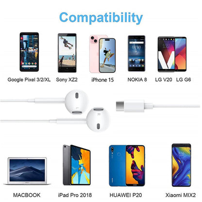 2 Pack-USB C Headphones for iPhone 17/16/15, Type C Earbuds Wired Earbuds with Microphone & Remote Control Noise Cancelling Earphones, Compatible with iPhone 17/16/15 Pro Max, iPad, Most USB C Jack