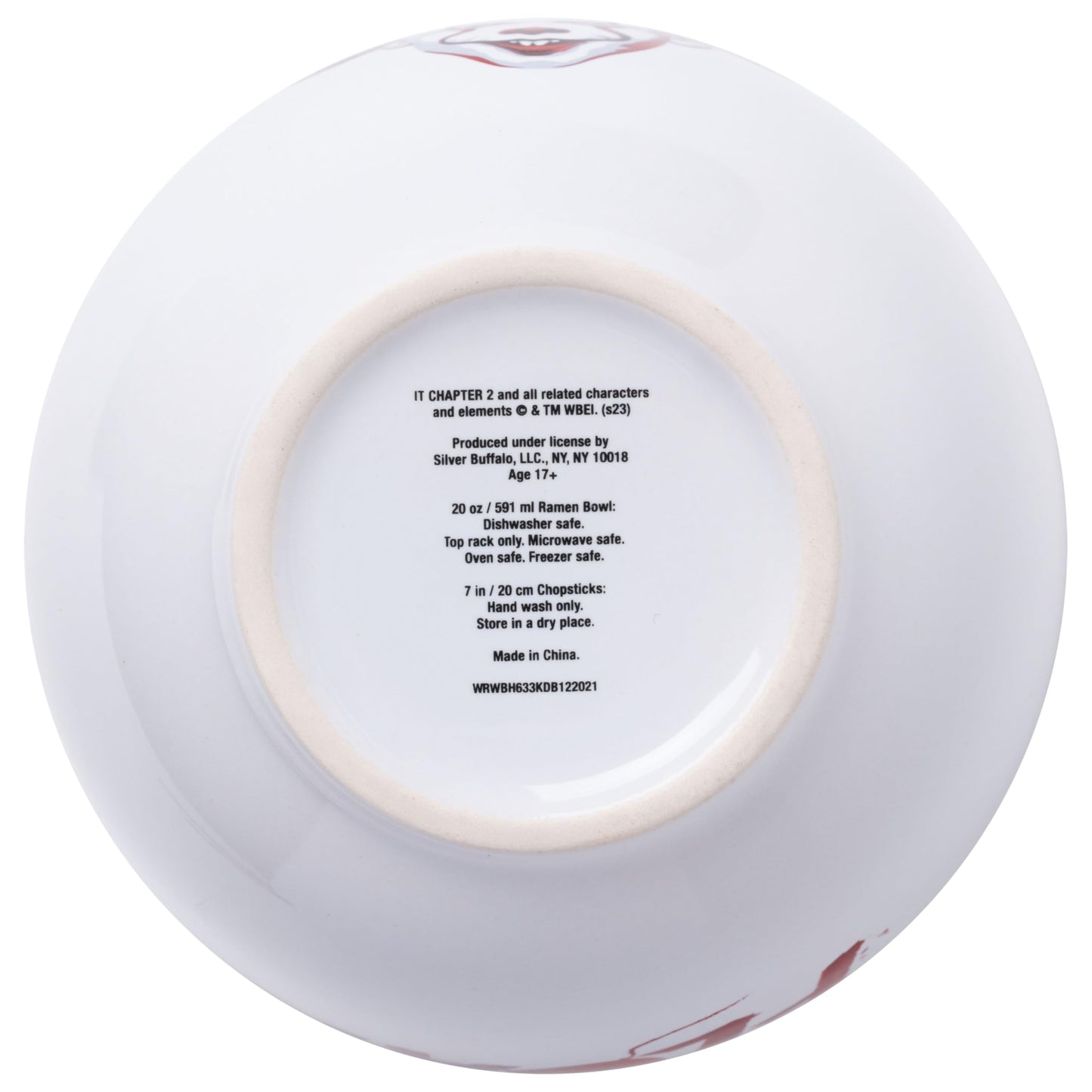 Silver Buffalo IT Pennywise the Clown Time to Float Ceramic Ramen Noodle Rice Bowl with Chopsticks, Microwave Safe, 20 Ounces