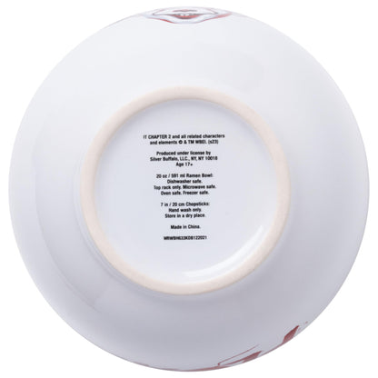 Silver Buffalo IT Pennywise the Clown Time to Float Ceramic Ramen Noodle Rice Bowl with Chopsticks, Microwave Safe, 20 Ounces