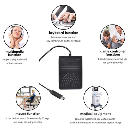 [Upgraded] iKKEGOL USB Foot Pedal Switch Video Game PC Hands Free Footswitch One Key Control Program Computer Mouse Keyboard HID with 2M Cable