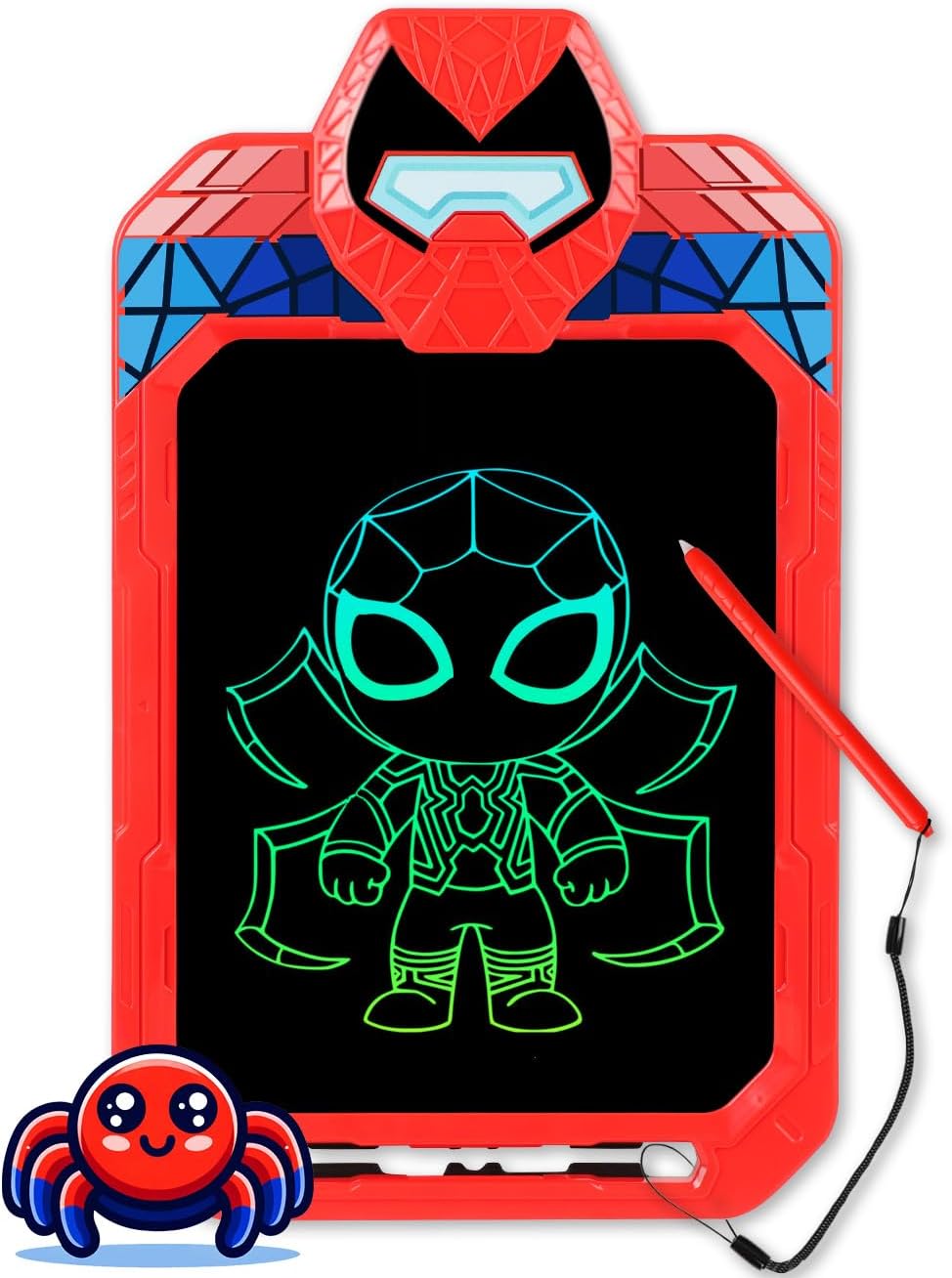 Fullware LCD Writing Tablet for Kids 10 Inch Spider Hero for Toddler 3 4 5 6 7 8 - Paint, Doodle Board, Drawing Pad - Travel Toys, Road Trip Car Activities, Birthday Christmas Gift Boys & Man