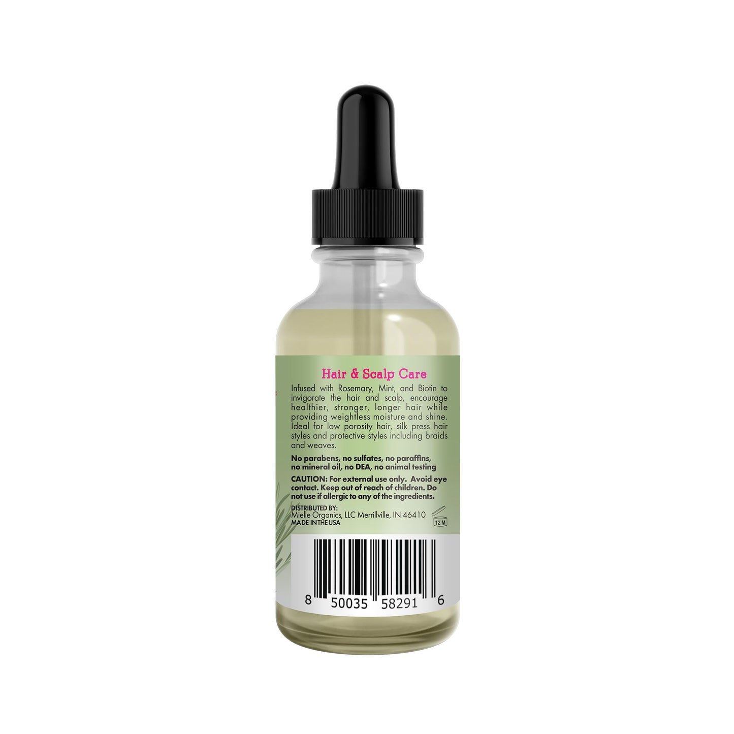 Mielle Organics Rosemary & Mint Light Hair Oil, Split Ends & Dry Scalp Treatment - Infused with Biotin & Essential Oils for Strengthening, Soothing, Moisturizing & Encouraging Longer Hair (2 Oz)