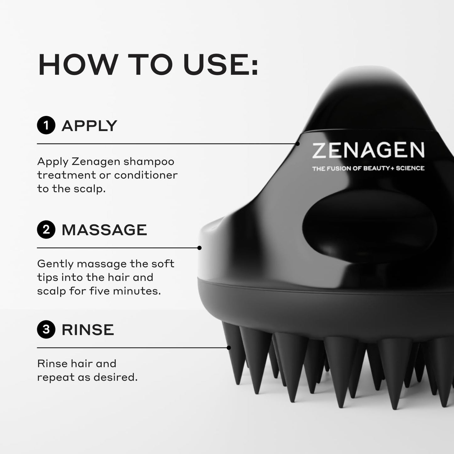 ZENAGEN Scalp Massager | Stimulates Scalp Circulation, Enhances Product Absorption, Promotes Relaxation & Scalp Health, Ergonomic Design, All Hair Types 1 ea