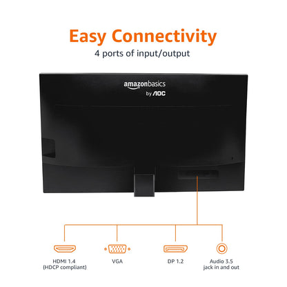 Amazon Basics 24-inch IPS Monitor 75 Hz Powered with AOC Technology FHD 1080P HDMI, Display Port and VGA Input VESA Compatible Built-in Speakers for Office and Home, Black
