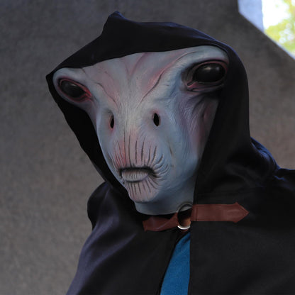 SANZHIGUO 3D Realistic Alien Mask Alien Latex Full Head Masks UFO Prank Costume Mask for Adult Halloween Cosplay Party Props Scary Party Decoration Novelty Mask