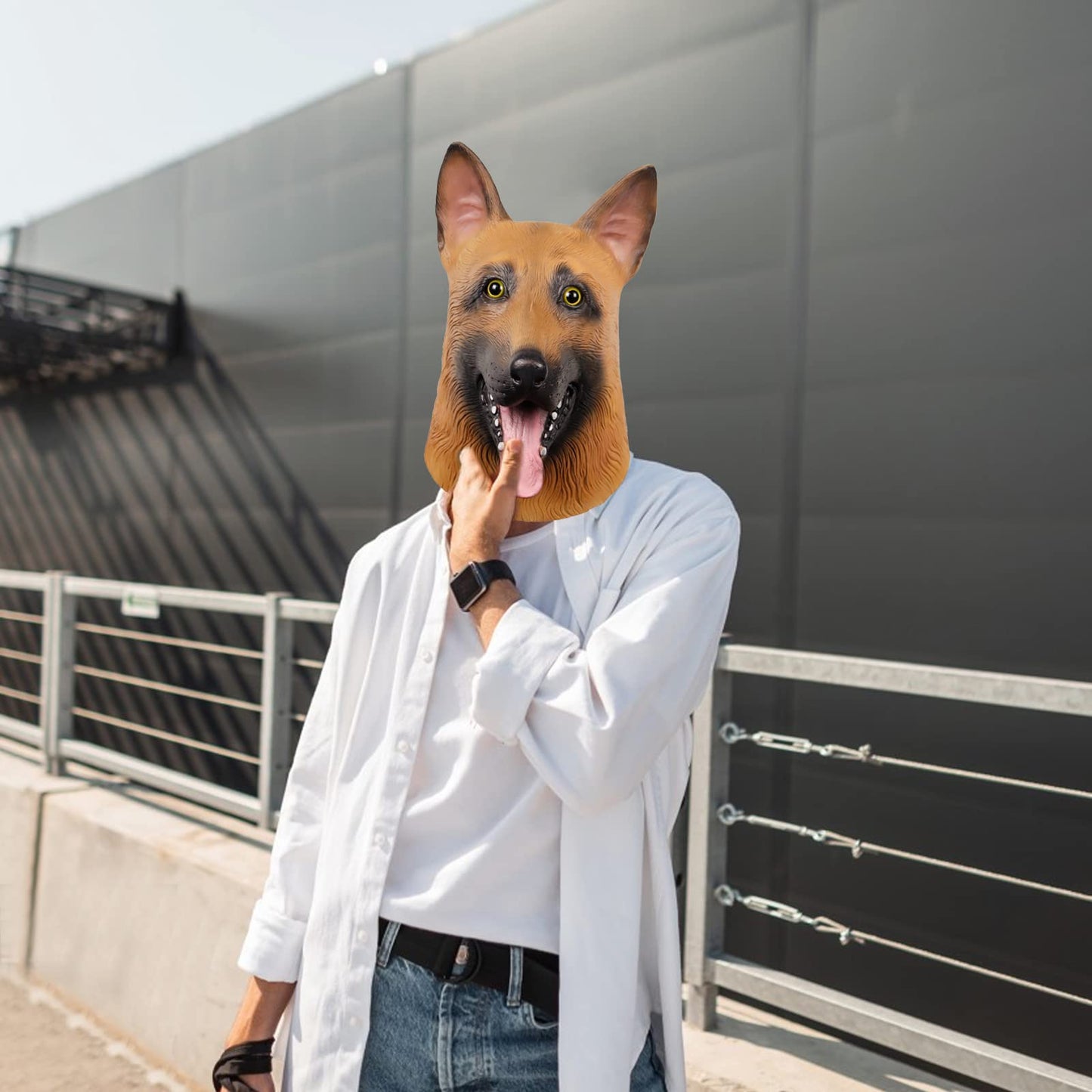 Dog Head Mask for Adult, Animal Costume Mask Halloween Latex Mask.