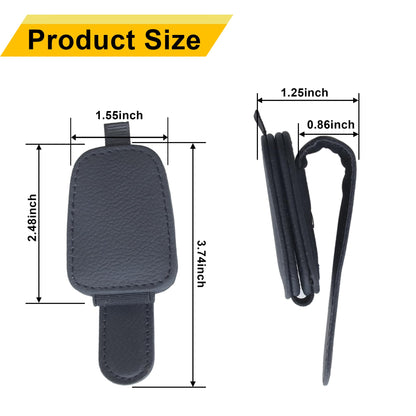 Yuoyar Sunglass Holder for Car, Magnetic Leather Sunglasses Holder and Ticket Card Clip, Car Visor Accessories, 2 Packs (Black)