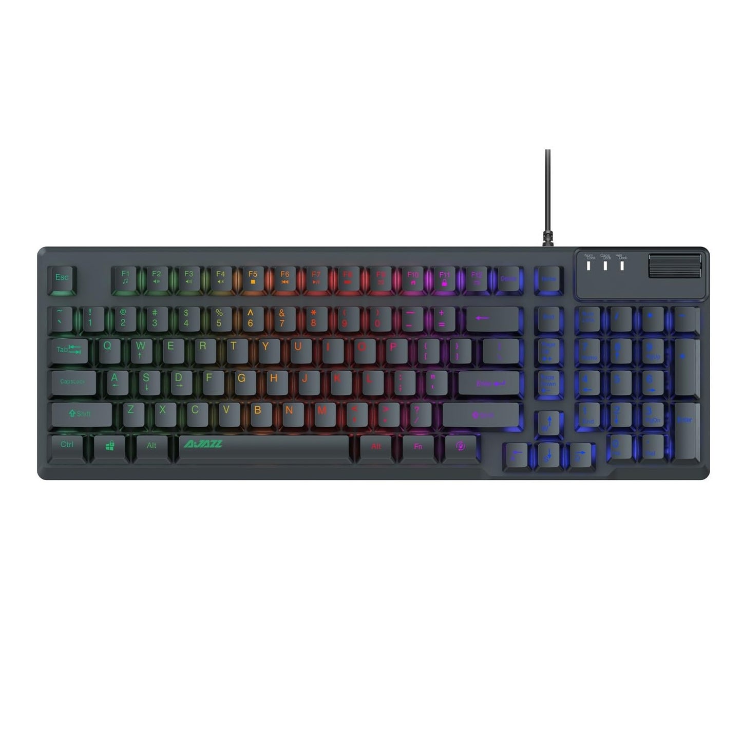 AF981 Wired 99Keys Computer Keyboard, Quite Brown Mechanical Feeling Membrane Gaming Keyboard, Colorful Backlit, Volume Scroll Wheel for PC Laptop, Black