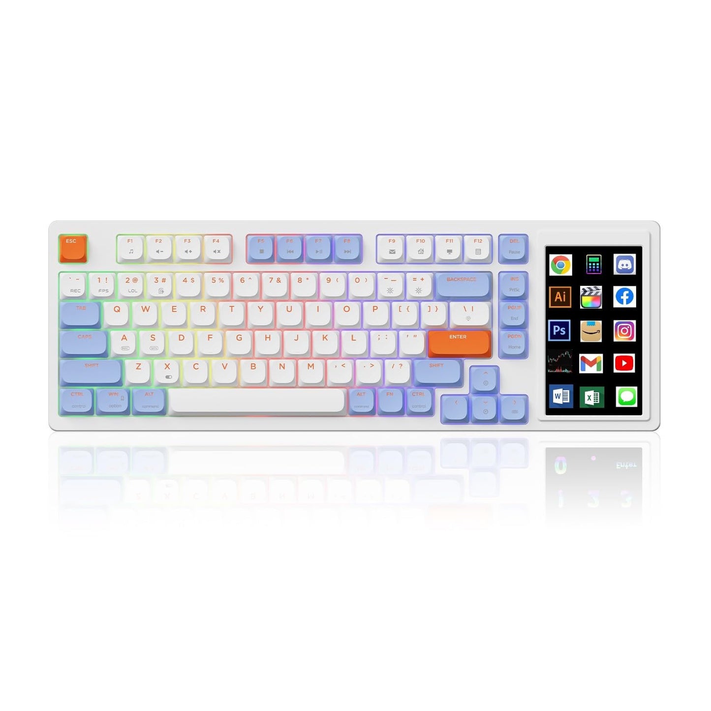 AJAZZ AKP815 75% Low Profile Mechanical Keyboard with 4.33'' LED Touch Screen, Programmable RGB Gasket Wired Keyboard, 16 Keys Custom Desk Controller for Win/Mac