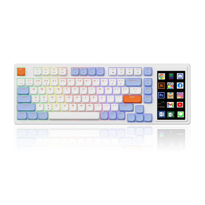 AJAZZ AKP815 75% Low Profile Mechanical Keyboard with 4.33'' LED Touch Screen, Programmable RGB Gasket Wired Keyboard, 16 Keys Custom Desk Controller for Win/Mac