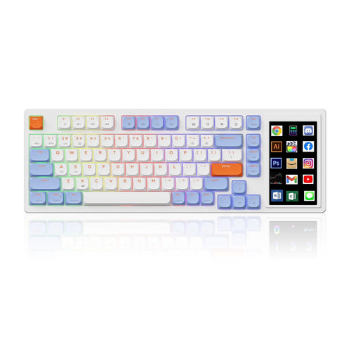 AJAZZ AKP815 75% Low Profile Mechanical Keyboard with 4.33'' LED Touch Screen, Programmable RGB Gasket Wired Keyboard, 16 Keys Custom Desk Controller for Win/Mac