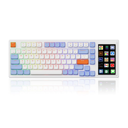AJAZZ AKP815 75% Low Profile Mechanical Keyboard with 4.33'' LED Touch Screen, Programmable RGB Gasket Wired Keyboard, 16 Keys Custom Desk Controller for Win/Mac