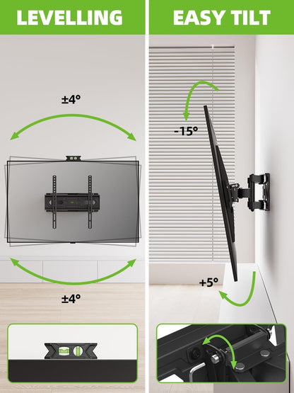 USX MOUNT TV Wall Mount for 32-65 inch Flat Screen/LED/4K up to 110lbs, Full Motion TV Mount Bracket with Swivel & Tilt Articulating Dual Arms, Max VESA 400x400mm, Fits 12/16" Wood Studs