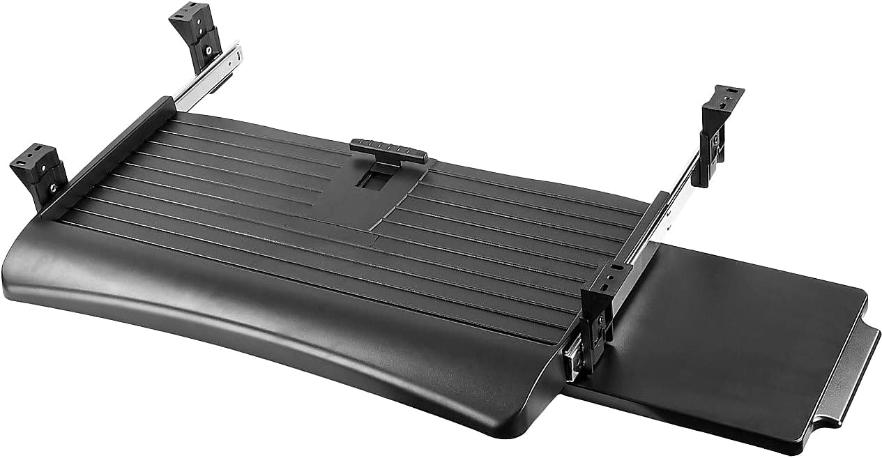 Mount-It! Keyboard Tray Under Desk with Adjustable Mouse Platform – Easy-Glide Sliding Drawer Under Desk Slide Out – Ergonomic Under Key Board Shelf for Office, Gaming, and Workstations