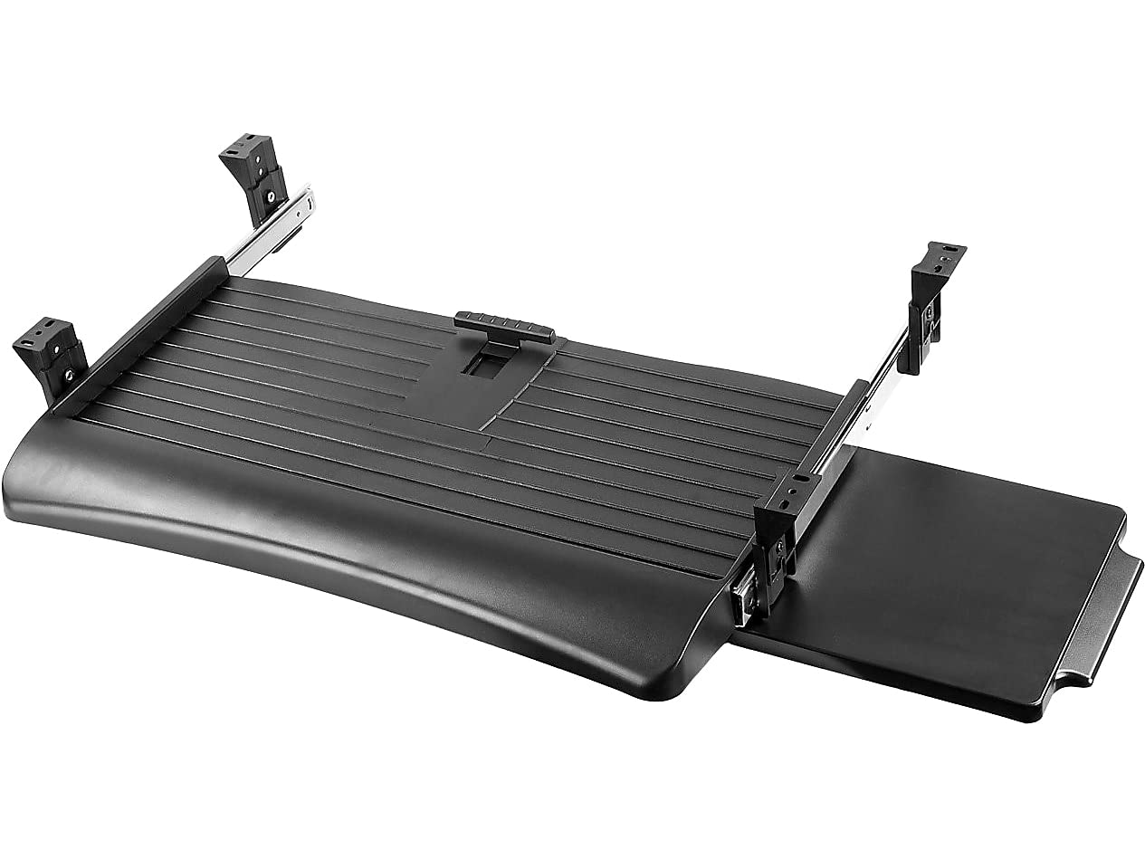 Mount-It! Keyboard Tray Under Desk with Adjustable Mouse Platform – Easy-Glide Sliding Drawer Under Desk Slide Out – Ergonomic Under Key Board Shelf for Office, Gaming, and Workstations