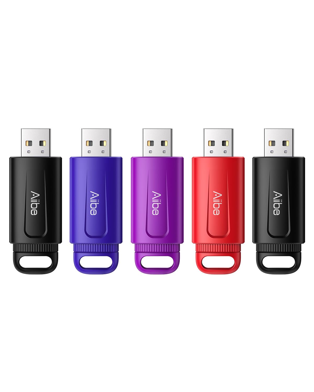 Aiibe 32GB Flash Drive 5 Pack USB 2.0 Memory Stick Multipack for Laptop (32 GB, Colorful)