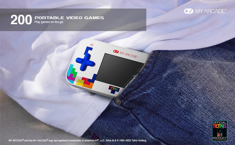 My Arcade Tetris Gamer V: Puzzle Games, Officially Licensed Portable Handheld Game with 201 Games, 2.5" Full Color Screen, Pocket Size