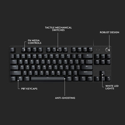 Logitech G413 TKL SE Mechanical Gaming Keyboard - Compact Backlit Keyboard with Tactile Mechanical Switches, Anti-Ghosting, Compatible with Windows, macOS - Black Aluminum