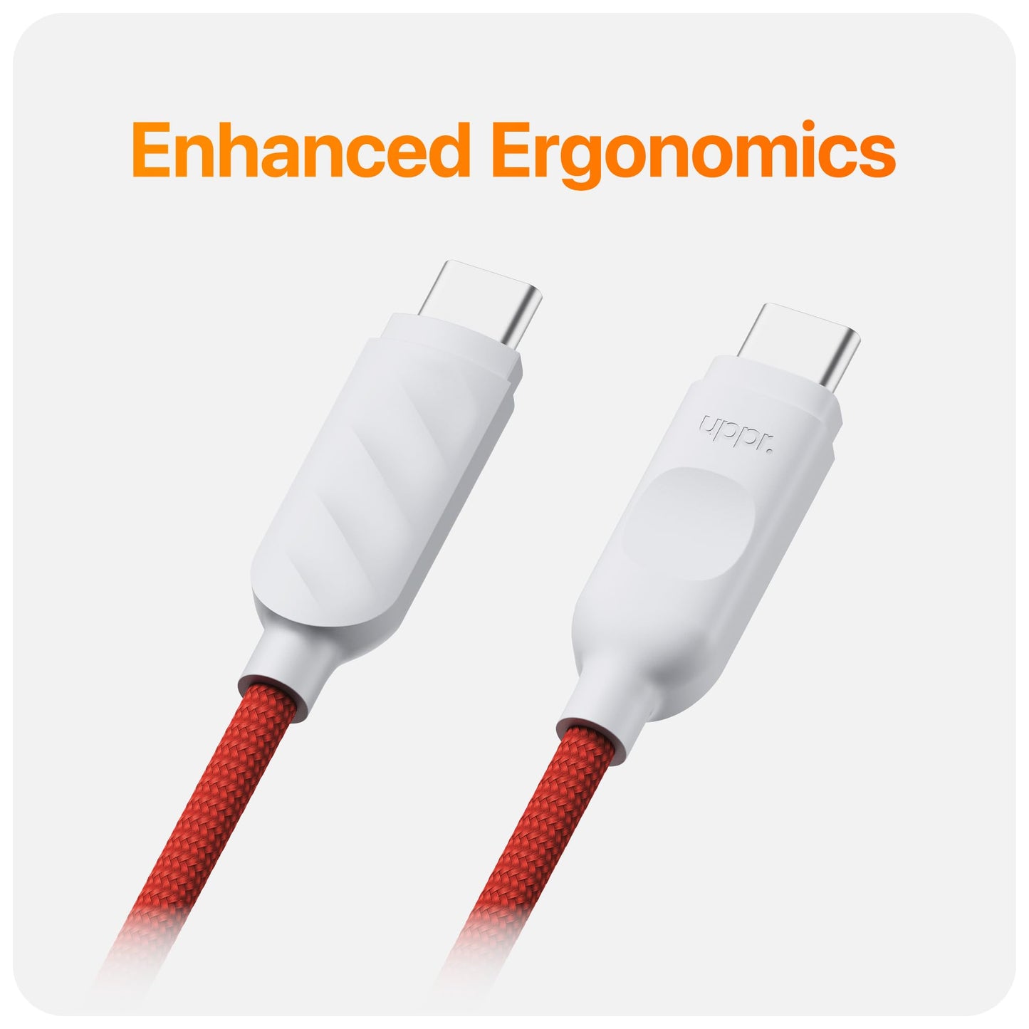 UPPERCASE Designs Premium Braided USB-C to USB-C Cable, Fast 60W Charging, Compatible with iPhone 15 16 iPad MacBook Carplay, 2 Pack, Red/White, 1m (3.3 Ft)