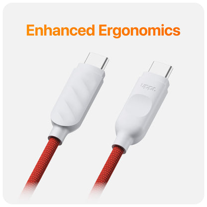 UPPERCASE Designs Premium Braided USB-C to USB-C Cable, Fast 60W Charging, Compatible with iPhone 15 16 iPad MacBook Carplay, 2 Pack, Red/White, 1m (3.3 Ft)