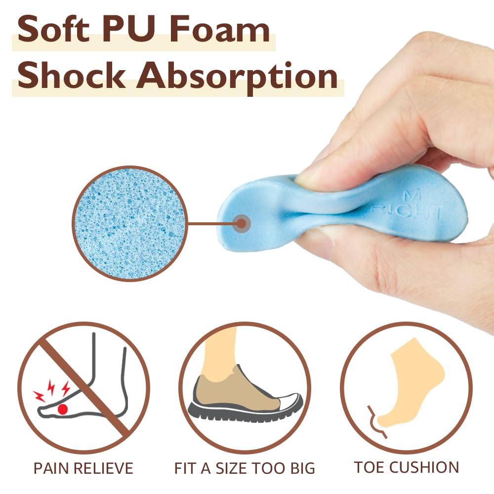 Dr.Foot Shoe Filler Inserts for Loose Shoe, Toe Filler Cushion Inserts for Shoe Too Big, Big Shoe Fillers Make Shoes Fit for Casual Sports High Heels Boots (Medium: Half to One Size Bigger, Blue)