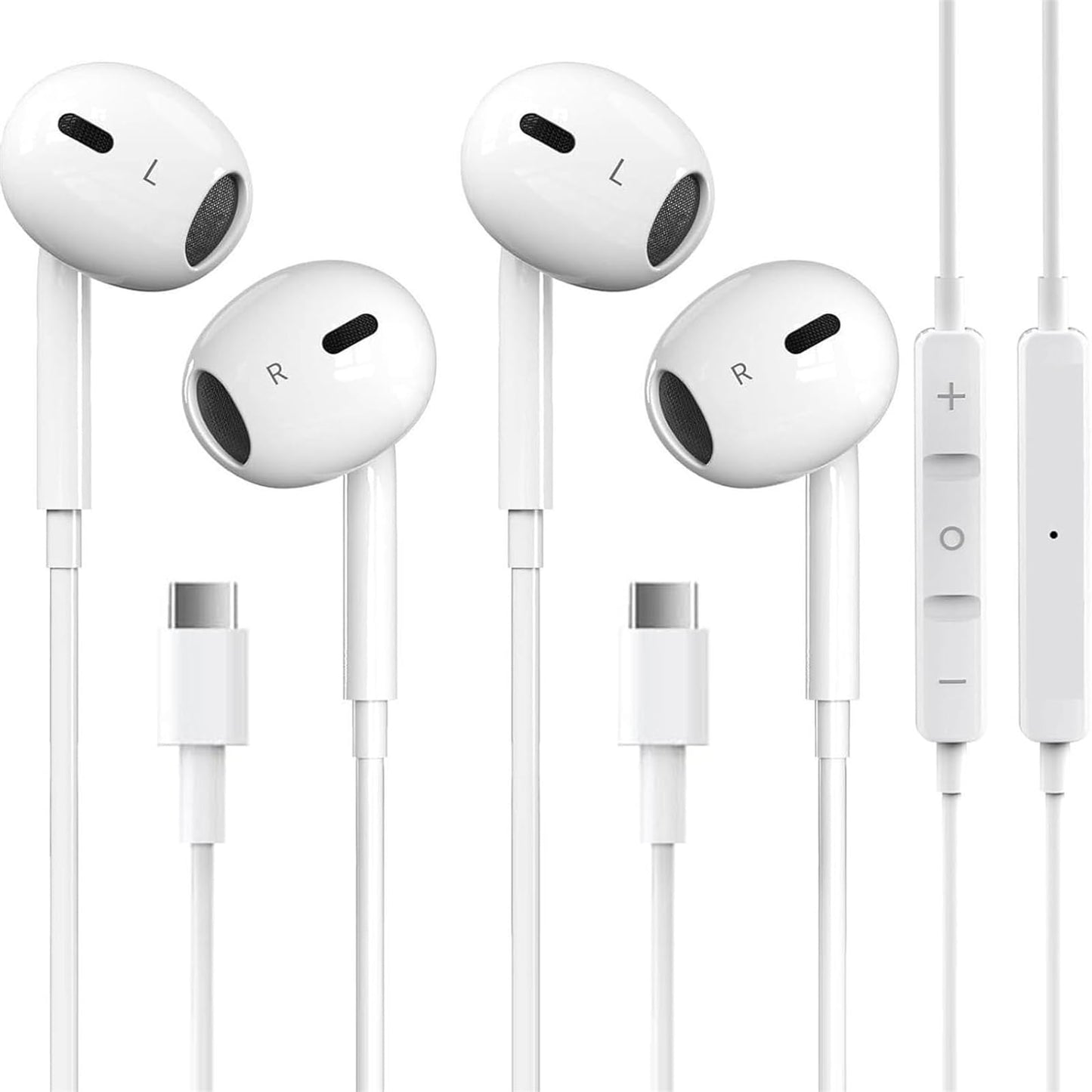 2 Packs USB C Headphones for iPhone 17/16/15 Pro Max Plus Type C Earphones with Microphone & Remote Noise Cancelling Earbuds for iPhone 17/16/15 Pro, iPad, Galaxy S23/S22/S21/S20/Ultra Note 10/20