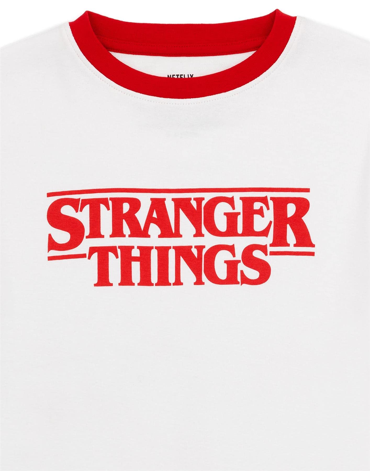 Stranger Things Kids T-Shirt & Shorts Daywear Set | Girls Max Character Striped Shorts White T-Shirt Complete Outfit | Netflix Series Merchandise
