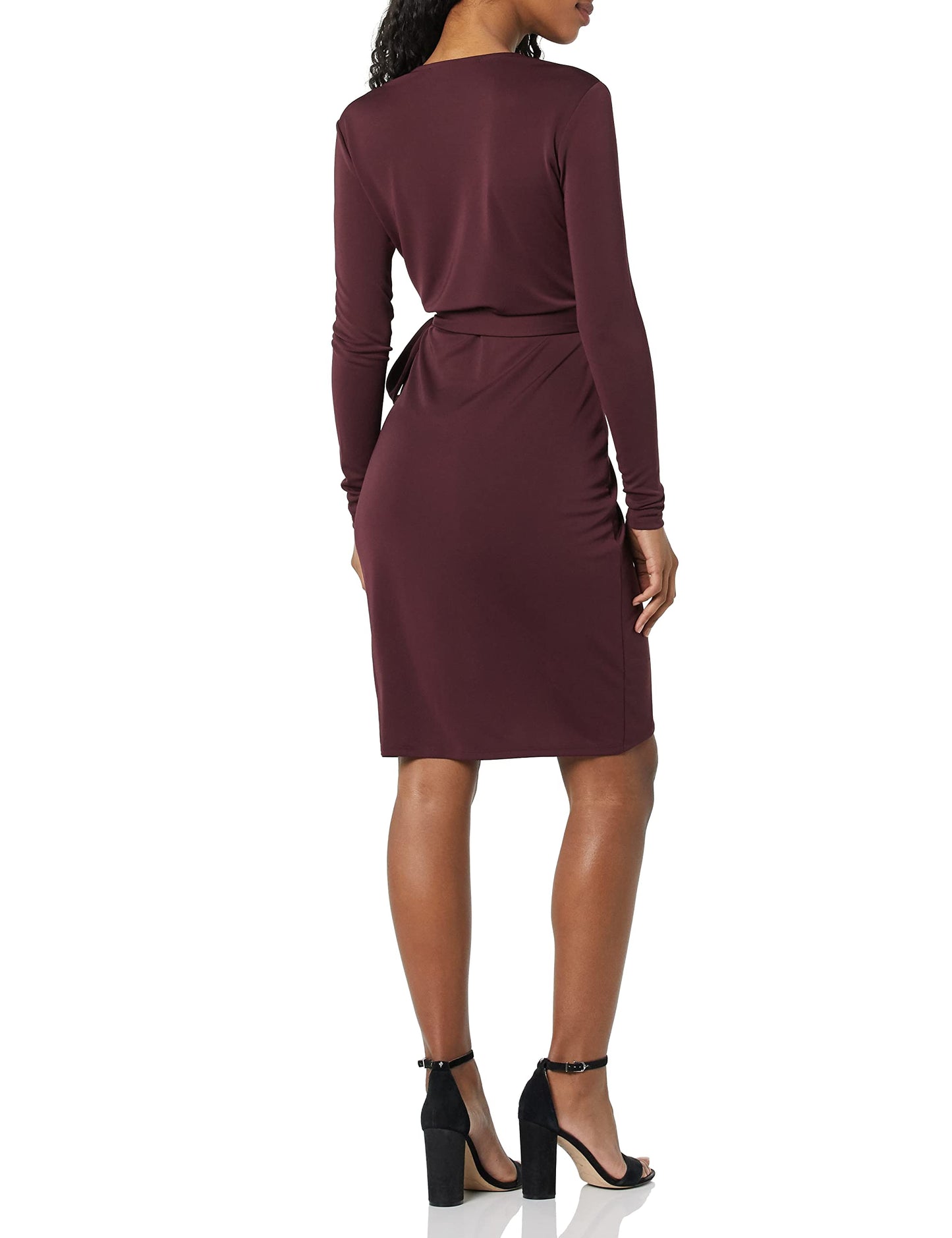 Amazon Essentials Women's Long Sleeve Classic Wrap Dress (Available in Plus Size), Burgundy, X-Large