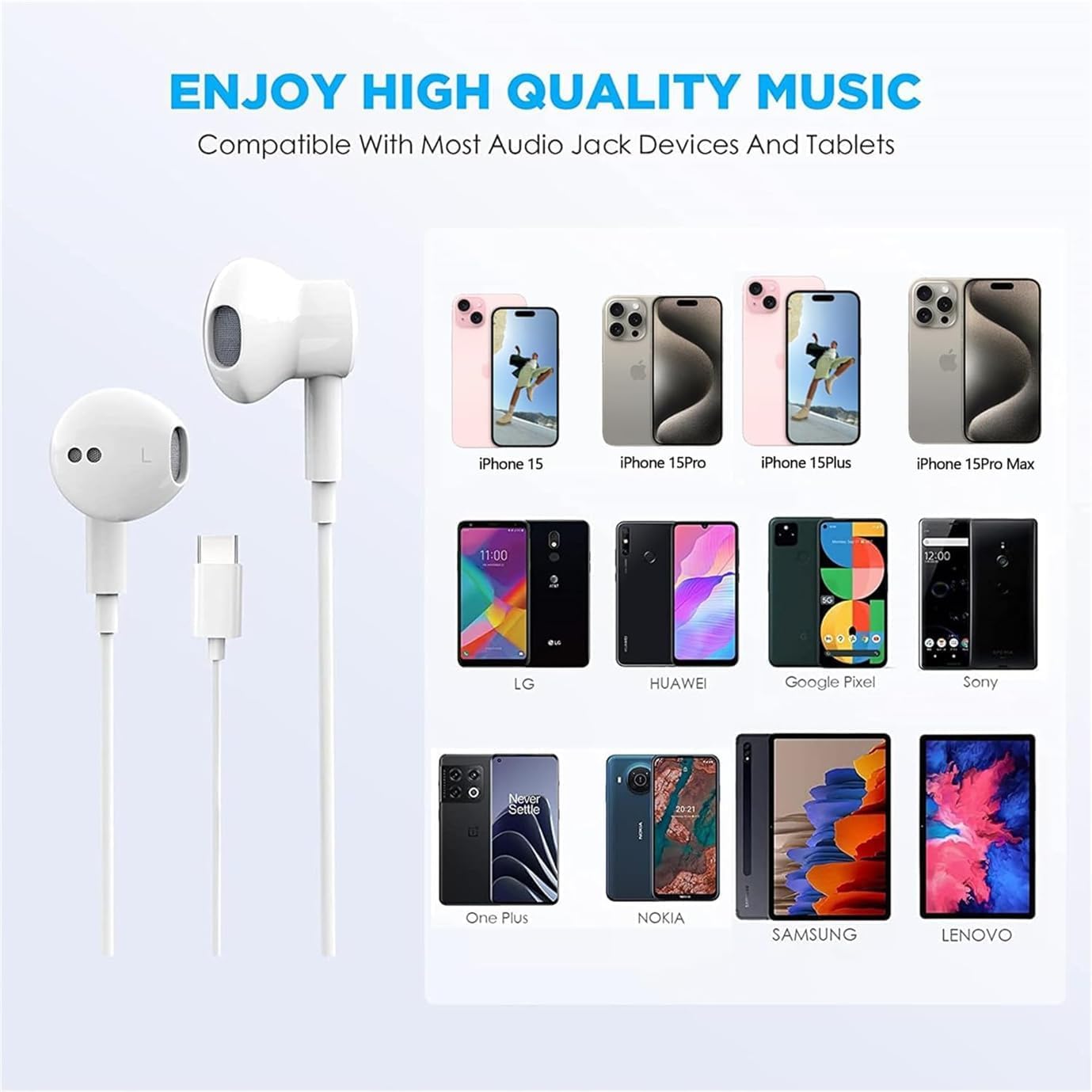 2 Packs USB C Headphones for iPhone 17/16/15 Pro Max Plus Type C Earphones with Microphone & Remote Noise Cancelling Earbuds for iPhone 17/16/15 Pro, iPad, Galaxy S23/S22/S21/S20/Ultra Note 10/20