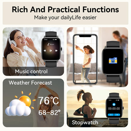 Drwvgjk Smart Watch for Men Women Fitness: Waterproof Make Answer Call Running Smartwatch for Android Phone Step Pedometer Tracker Digital Mens Watches SpO2 Sleep Heart Rate Monitor