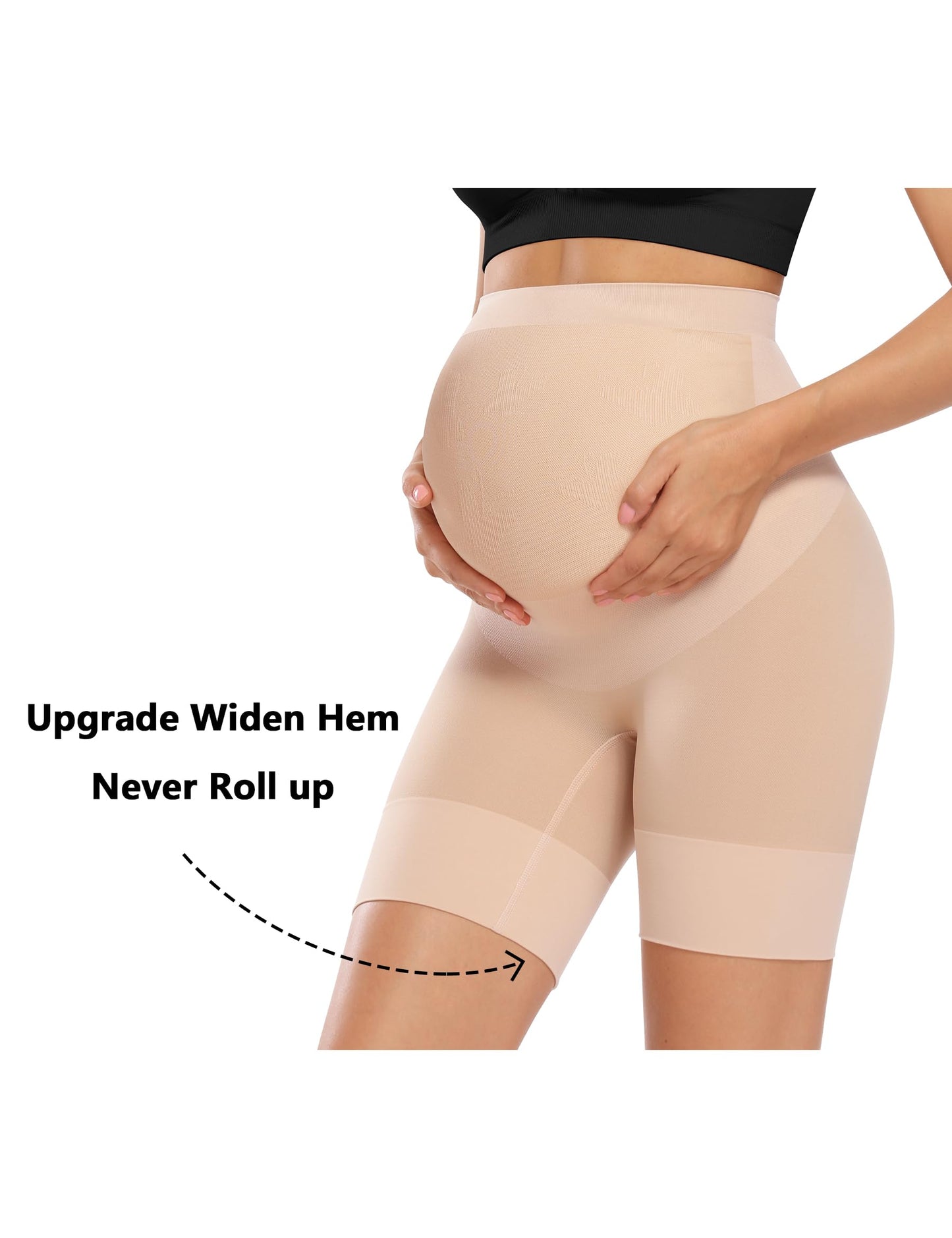 Peauty Fall Maternity Dress for Baby Shower Fall Winter Maternity Clothes Belly Support Pregnancy Belly Band Outfits Pregnancy Clothes Formal Wedding Guest Photoshoot Outfits Pregnant Skirt (Nude L)