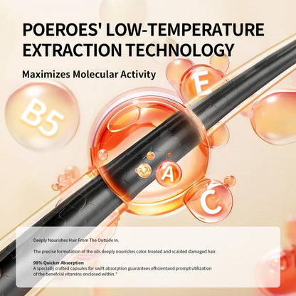 POEROES Hair Oil 50 Capsules - Hair Vitamins A C E Pro B5 - Hair Treatment Serum - Hair Serum for Frizzy and Damaged Hair - Argan & Avocado Oil - Leave in Conditioner for Women & Men