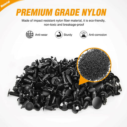 GOOACC - GRC-33 240PCS Bumper Retainer Clips Car Plastic Rivets Fasteners Push Retainer Kit Most Popular Sizes Auto Push Pin Rivets Set -Door Trim Panel Fender Clips for GM Ford Toyota Honda Chrysler