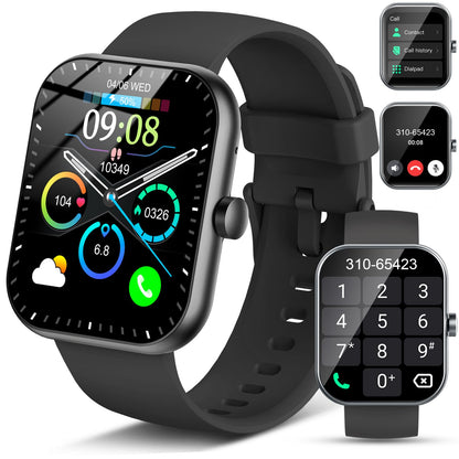 Smart Watch(Answer/Make Call), 1.96" Smartwatch for Men Women, 2025 New Fitness Watch with 110+ Sport Modes, Pedometer, Heart Rate/Sleep Monitor, IP68 Waterproof Activity Tracker for Android iOS
