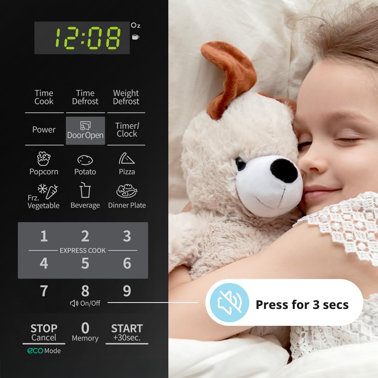 COMFEE' EM720CPL-PMB Countertop Microwave Oven with Sound On/Off, ECO Mode and Easy One-Touch Buttons, 0.7cu.ft, 700W, Black