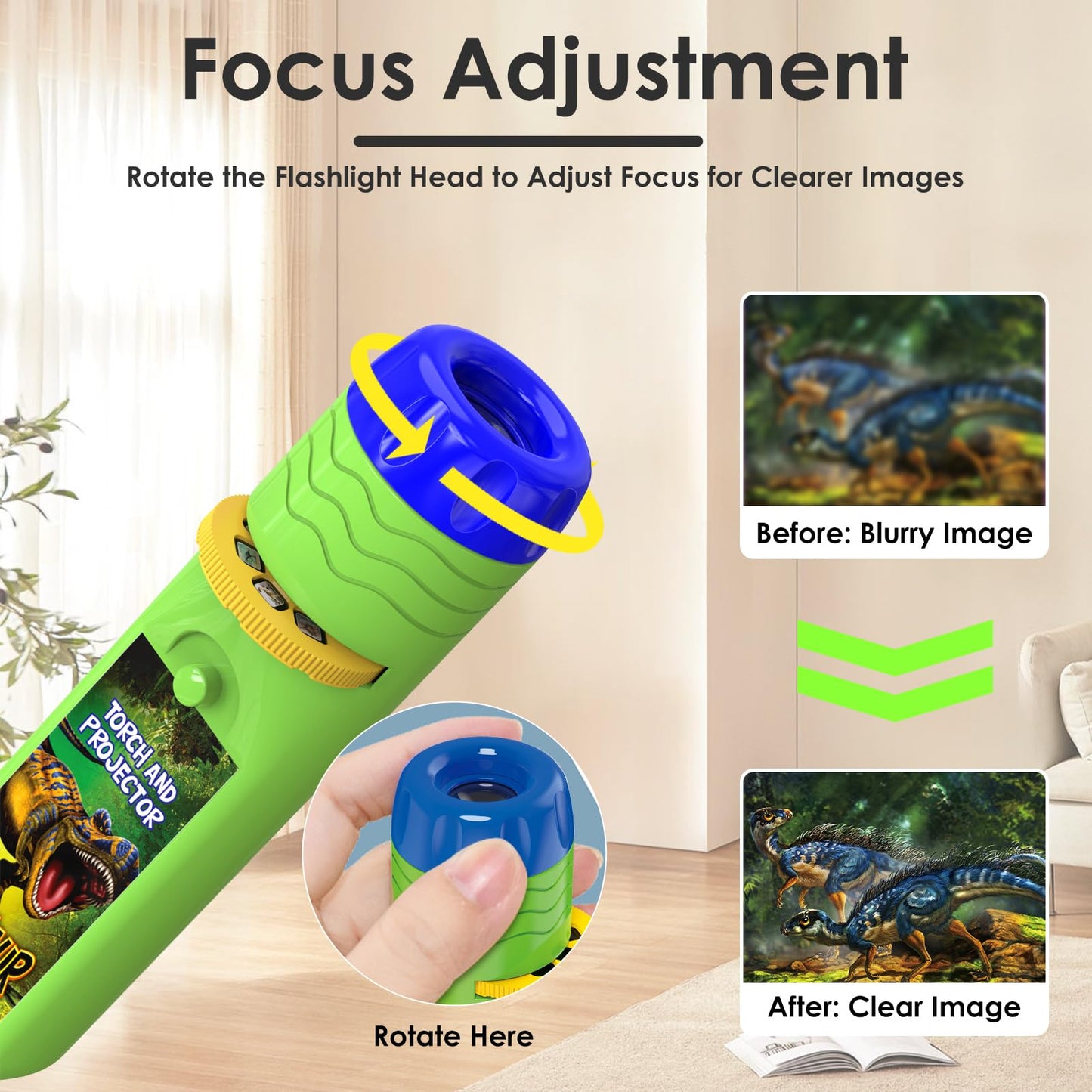 Pup Go Dinosaur Projector Flashlight for Kids Ages 3+, Early and Stocking Stuffers for Boys, 3 Discs 24 Images, Cool Dinosaurs Toys, Dinosaur Kids Flashlight, Night Light Projector