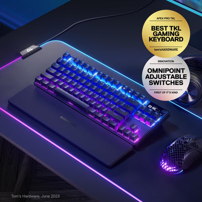 SteelSeries Apex Pro TKL Wireless HyperMagnetic Gaming Keyboard — Esports Tenkeyless — OLED Screen — Adjustable Actuation — PBT Keycaps — Bluetooth — 2.4GHz — USB-C