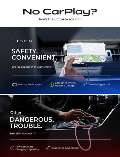 LISEN for 15W MagSafe Car Mount Charger,Magnetic Wireless Car Charger for iPhone 17 Pro Max Accessories,Magnetic Phone Holder for iPhone 17 Air Pro Max Plus 16 15 14 13 12,Samsung S25/24 with MagSafe