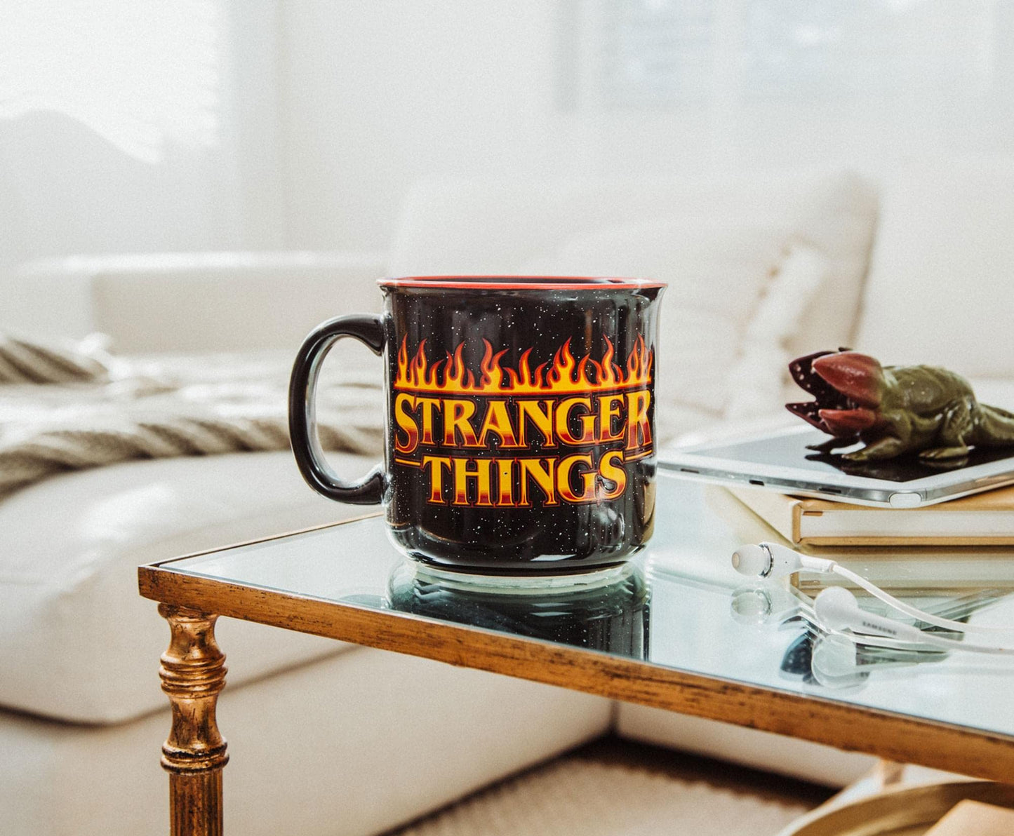 Silver Buffalo Stranger Things Hellfire Club 20-Ounce Ceramic Camper Mug | BPA-Free Travel Coffee Cup For Espresso, Cocoa, Tea