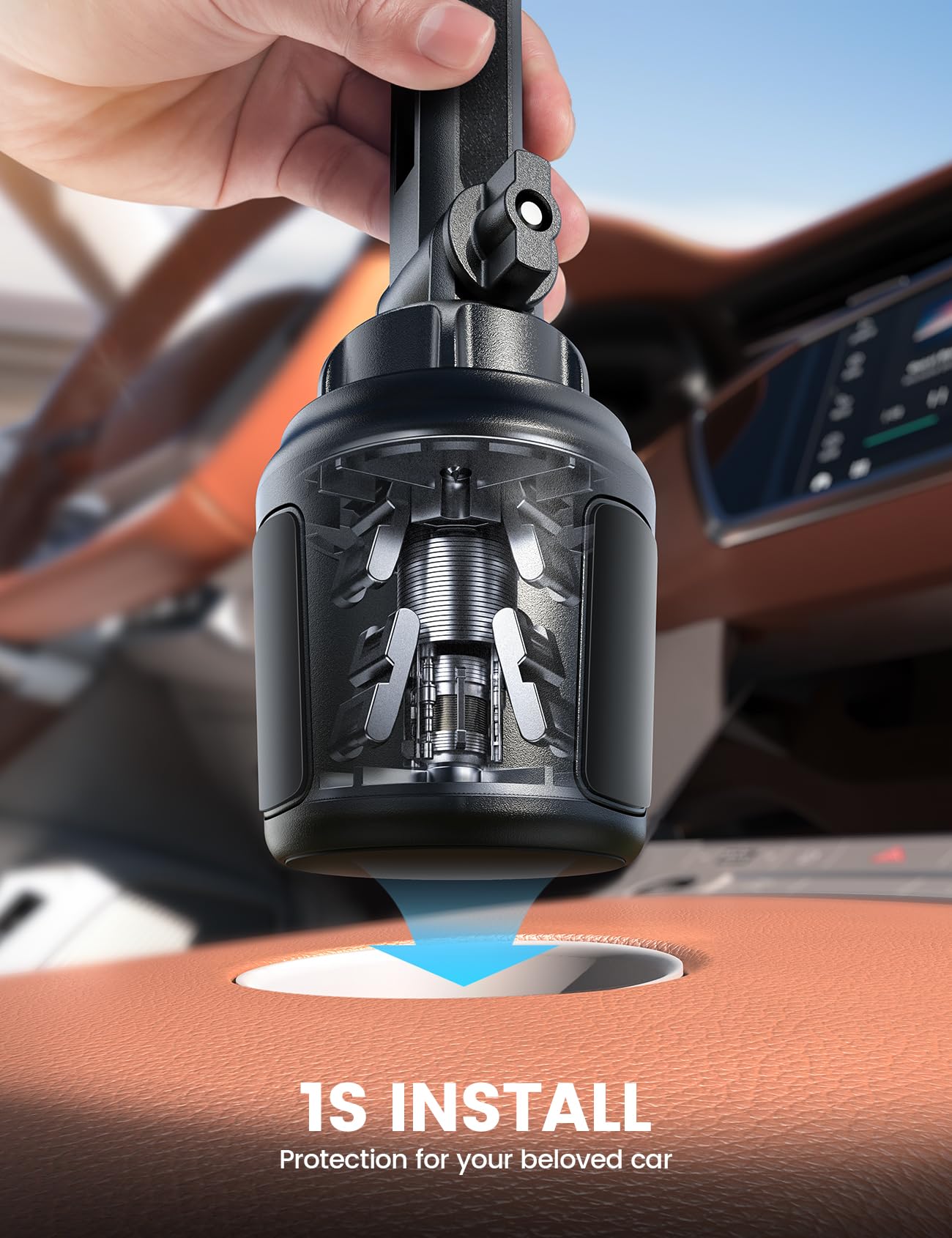 Lamicall Cup Phone Holders for Your Car - [Thick Cases Friendly] Universal Adjustable Cell Phone Car Mount for Truck Golf Cart iPhone 17 16 Galaxy S25 Ultra and All 4"-7" Smartphones