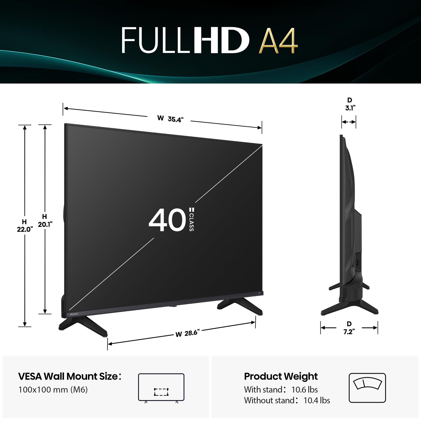 Hisense 40-Inch Class A4 Series FHD 1080p Smart Fire TV (40A4NF, 2025 Model) - DTS Virtual: X, Slim Bezel Design, Alexa Built in
