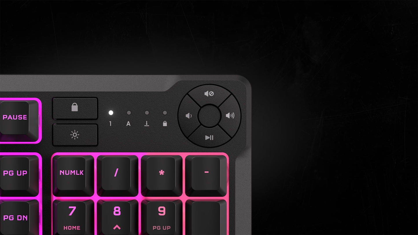 Corsair K55 CORE RGB Membrane Wired Gaming Keyboard – Quiet, Responsive Switches – Spill Resistance – Ten-Zone RGB – Media Keys – iCUE Compatible – QWERTY NA – PC, Mac – Black